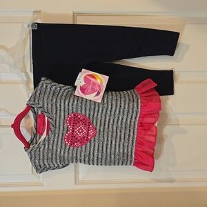 Girls 2 piece Heart pant set (cami underneath), Size 3T NWT